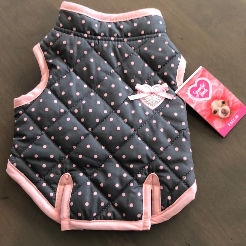 ADORABLE GREY AND PINK DOG VEST!!!!!!!!!!!!